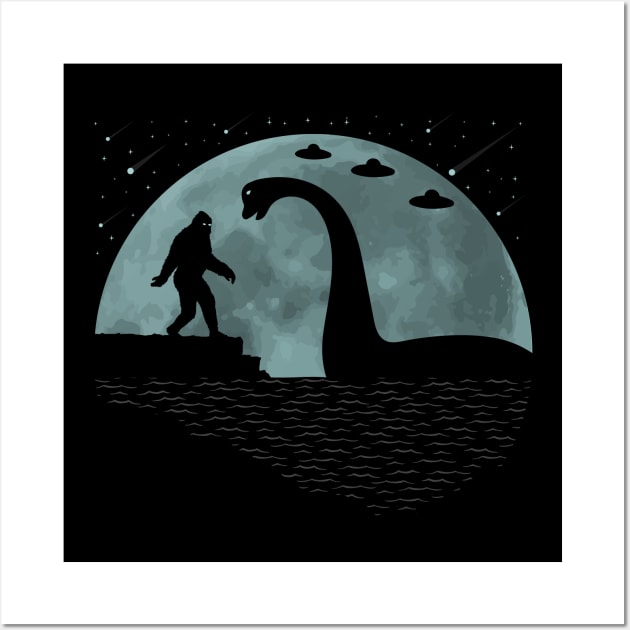 Bigfoot Loch Ness Monster Nessie Ufo Wall Art by Tesszero